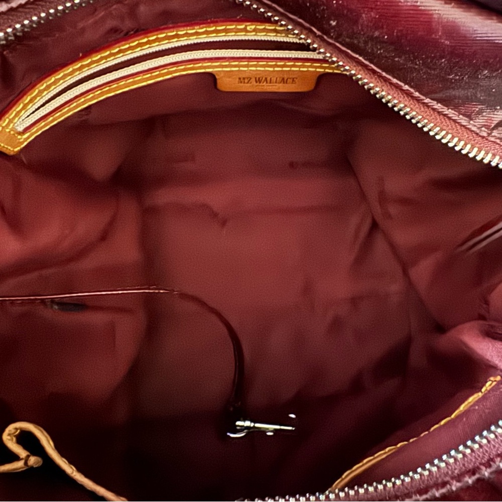 MZ Wallace Bag Crossbody Tote Patent Leather Merlot - Picture 13 of 14